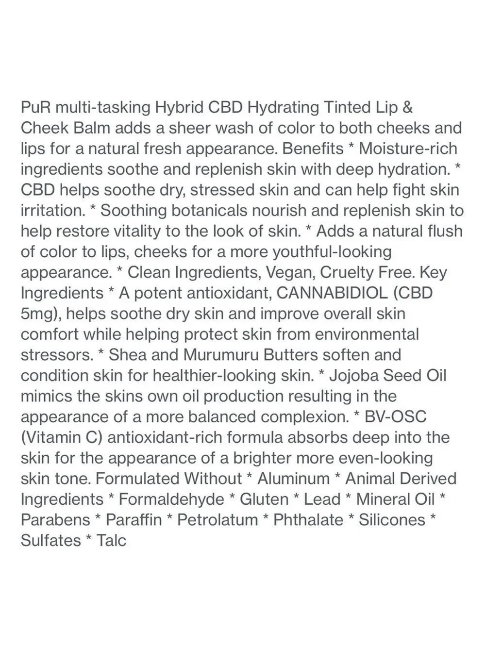 Pur Hydrating Tinted Lip Cheek Balm Bubbly